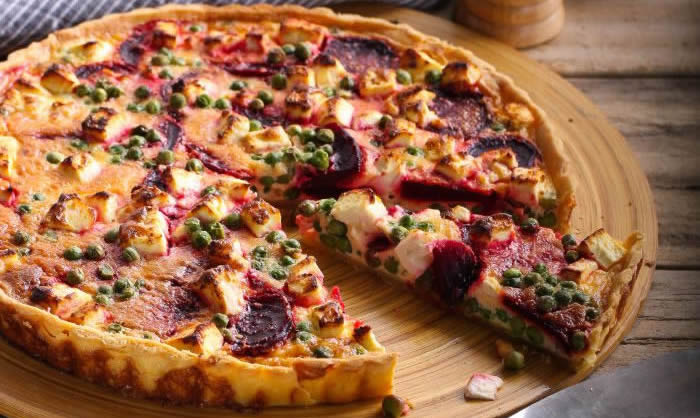 Roasted beetroot, spinach and feta quiche recipe by Chrissy Denton